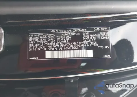 2021 Volvo Xc90 T6 Momentum 7 Passenger from USA, damaged, VIN YV4A22PK4M1692777